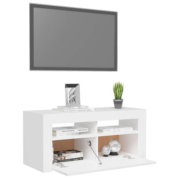 vidaXL Tv-meubel met LED-verlichting 90x35x40 cm wit