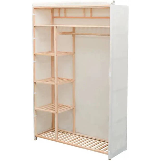 The Living Store Stoffen Kledingkast - 110x40x170 cm - Stof - Grenenhout