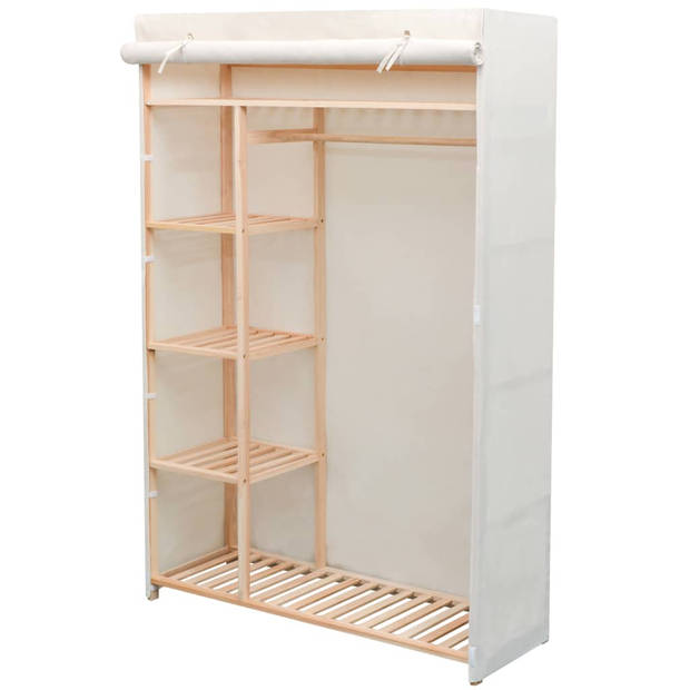 The Living Store Stoffen Kledingkast - 110x40x170 cm - Stof - Grenenhout