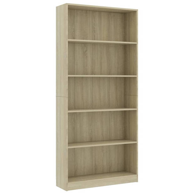 The Living Store Boekenkast - Sonoma eiken - 80x24x175 cm - 5-laags