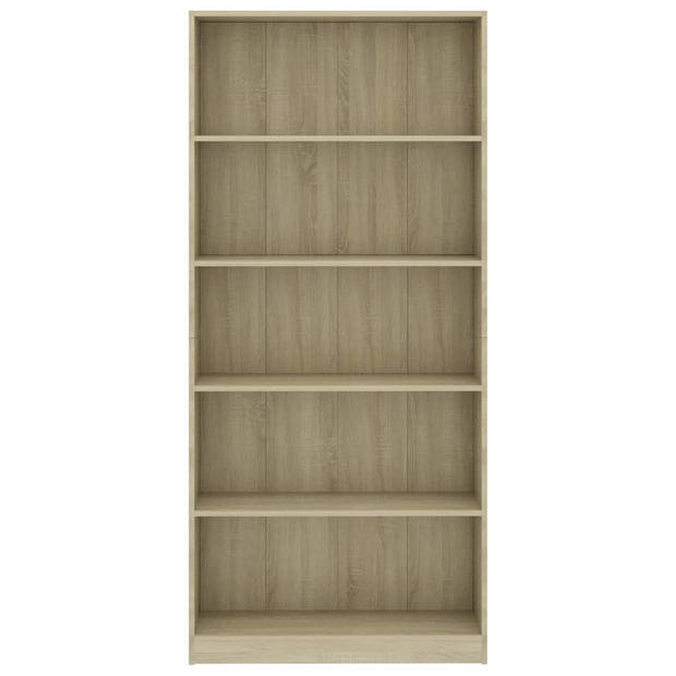 The Living Store Boekenkast - Sonoma eiken - 80x24x175 cm - 5-laags