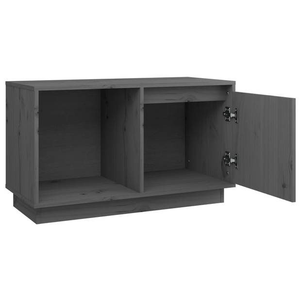 The Living Store TV-meubel Grenenhout - Grijs - 74x35x44cm - Opbergruimte - Weergavefunctie