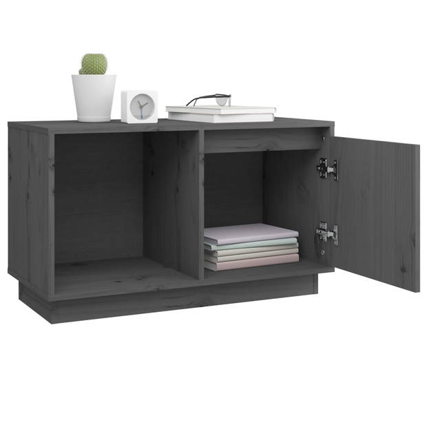 vidaXL Tv-meubel 74x35x44 cm massief grenenhout grijs