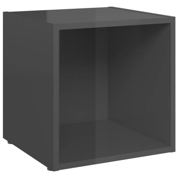 The Living Store Tv-meubel - Stereokasten - Hoogglans grijs - 37x35x37 cm - Stabiel en duurzaam