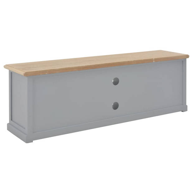 The Living Store TV-meubel - Grijs en houtkleur - 120 x 30 x 40 cm - Massief paulowniahout en MDF