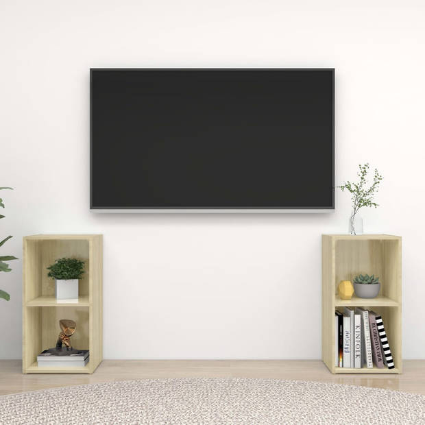 The Living Store Televisiemeubel - Sonoma eiken - 72 x 35 x 36.5 cm - 2 vakken