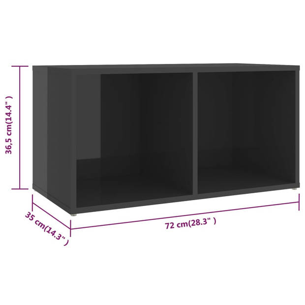 The Living Store Troubadour TV-meubel - 72 x 35 x 36.5 cm - Hoogglans grijs