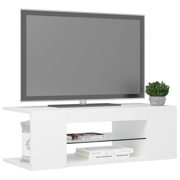 The Living Store TV-meubel Trendy LED-verlichting - Hifi-kast - 90x39x30 cm - Wit