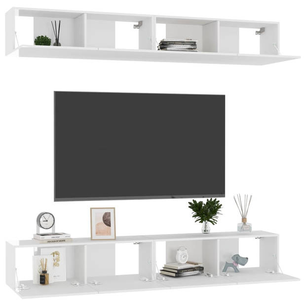 The Living Store TV-meubel - Hoogglans wit - 100x30x30cm - Montage vereist