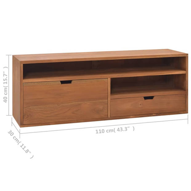 The Living Store TV-meubel Scandinavische stijl - 110x30x40 cm - massief teakhout