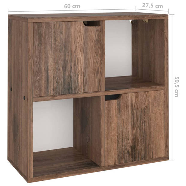 The Living Store Boekenkast - Gerookt Eiken - 60 x 27.5 x 59.5 cm - Wandmontage