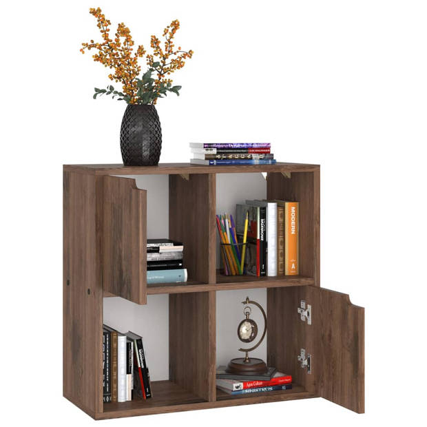 The Living Store Boekenkast - Gerookt Eiken - 60 x 27.5 x 59.5 cm - Wandmontage