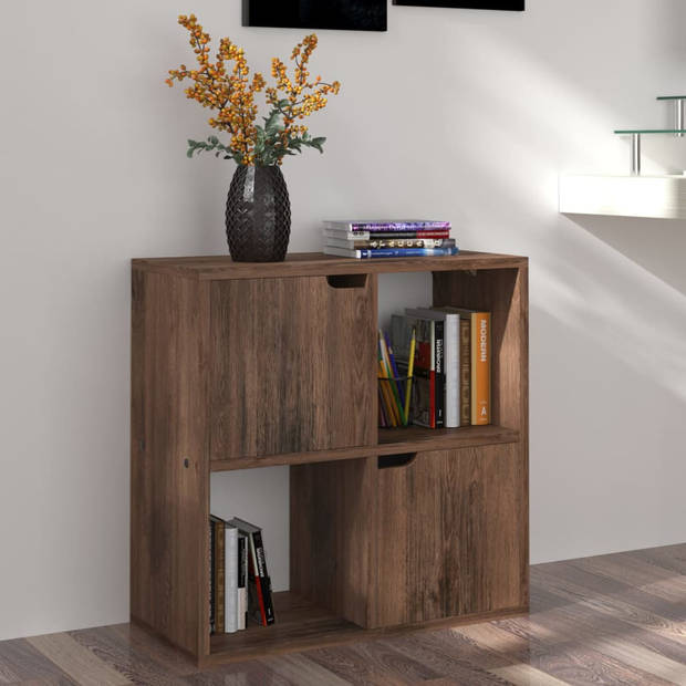 The Living Store Boekenkast - Gerookt Eiken - 60 x 27.5 x 59.5 cm - Wandmontage