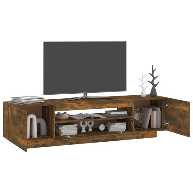 The Living Store Tv-meubel - 160 x 35 x 40 cm - Gerookt eiken - Met RGB LED-verlichting