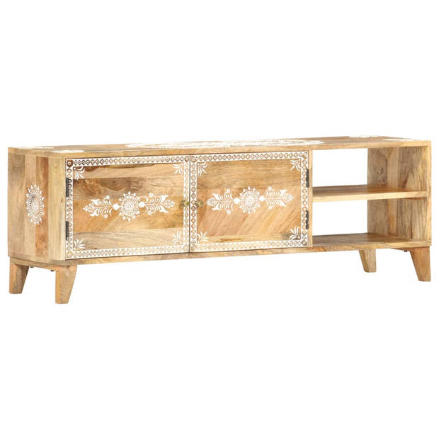 The Living Store Retro Houten TV-Meubel - 120x30x40 cm - Handgeschilderd - Massief Mangohout