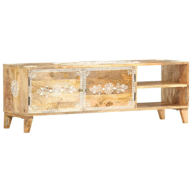 The Living Store Retro Houten TV-Meubel - 120x30x40 cm - Handgeschilderd - Massief Mangohout