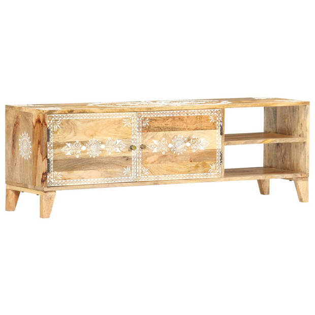 The Living Store Retro Houten TV-Meubel - 120x30x40 cm - Handgeschilderd - Massief Mangohout