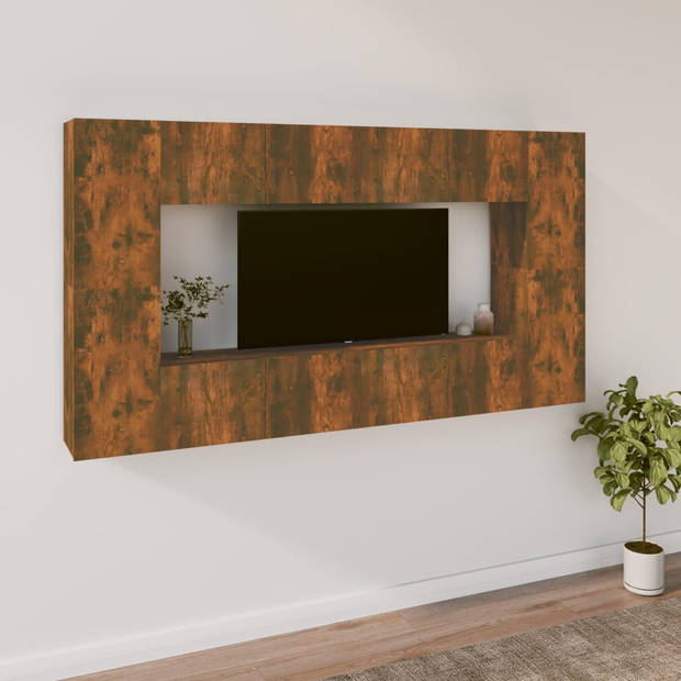 The Living Store TV-meubelset - gerookt eiken - 4x 80x30x30 cm - 4x 30.5x30x60 cm