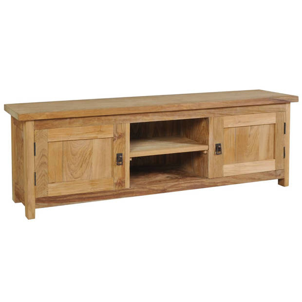 The Living Store Koloniaal Teakhouten TV-meubel - 120x30x40 cm - Met 2 kastjes en 2 vakken