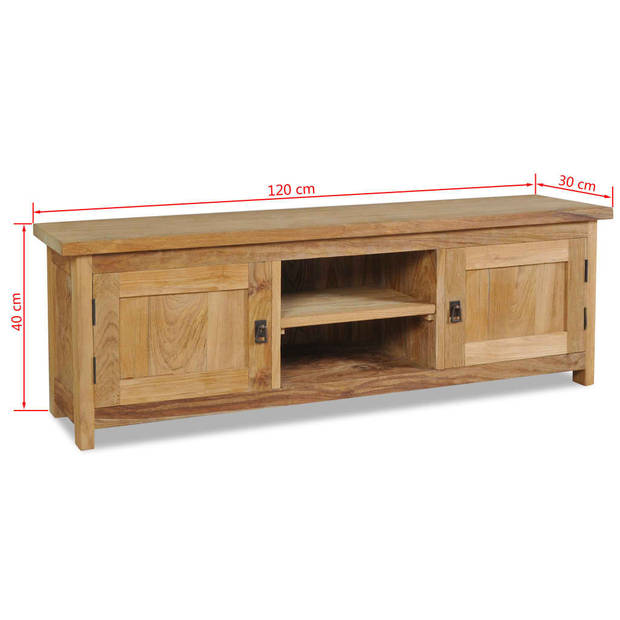 The Living Store Koloniaal Teakhouten TV-meubel - 120x30x40 cm - Met 2 kastjes en 2 vakken