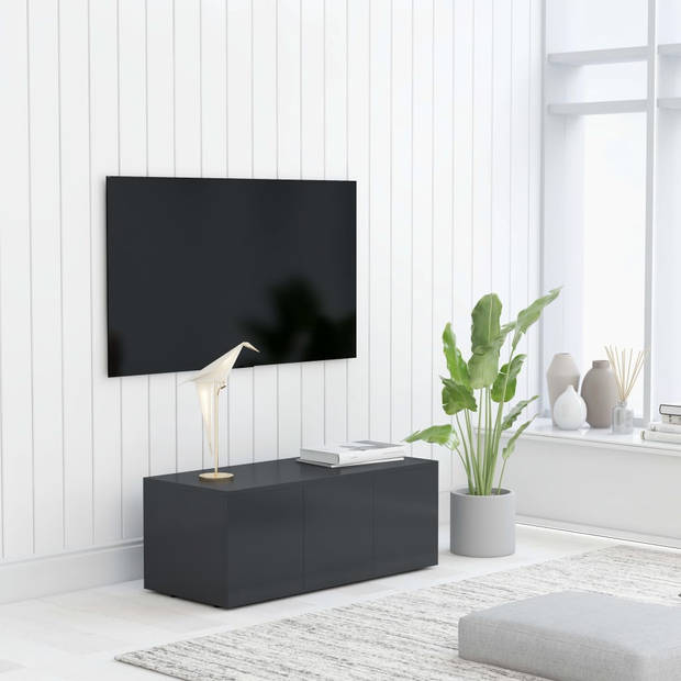 The Living Store Televisiekast Klassiek Grijs - 80 x 34 x 30 cm - Met 3 lades