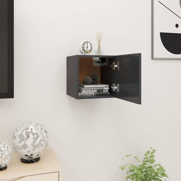 The Living Store Televisiekast Hifi - Grijs - 30.5 x 30 x 30 cm - Bewerkt hout