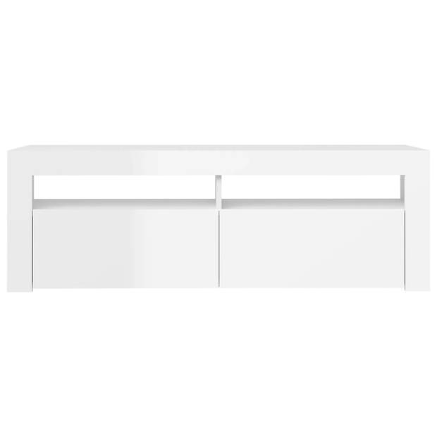 The Living Store TV-meubel - hifi-kast - hoogglans wit - 120x35x40cm - met RGB LED-verlichting