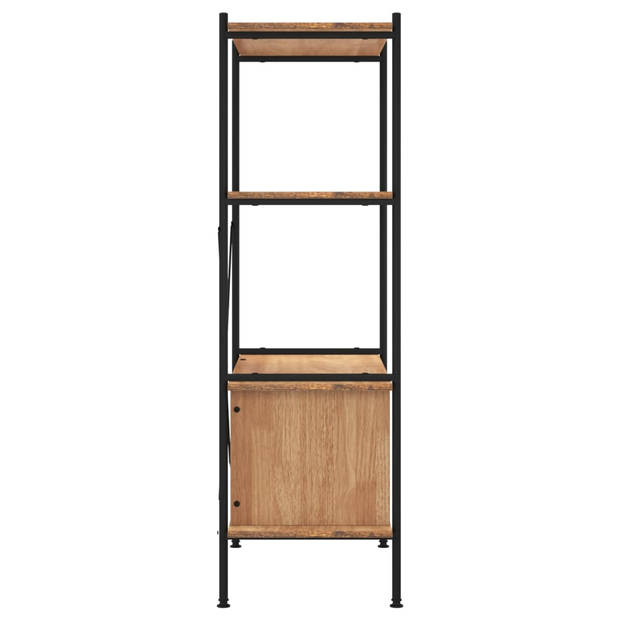 The Living Store Rek 4 Schappen - Lichtbruin - Zwart - 80 x 40 x 130 cm - Sterke Stalen Constructie