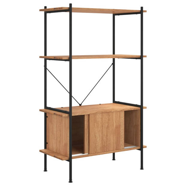 The Living Store Rek 4 Schappen - Lichtbruin - Zwart - 80 x 40 x 130 cm - Sterke Stalen Constructie