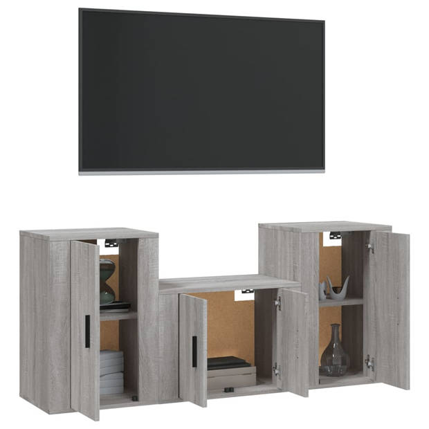 The Living Store TV-meubelset - Klassiek - Meubelen - 57x34.5x40 cm / 40x34.5x60 cm - Grijs Sonoma Eiken