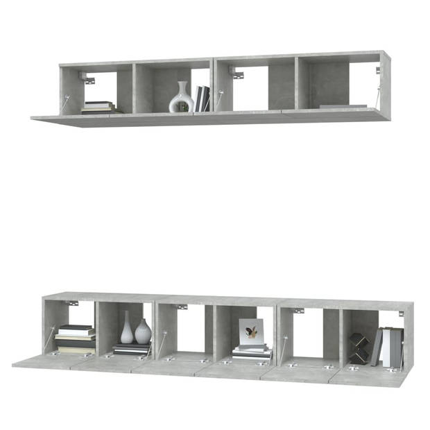 The Living Store Tv-meubelset - betongrijs - 3x 60x30x30 cm - 2x 80x30x30 cm