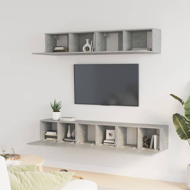 The Living Store Tv-meubelset - betongrijs - 3x 60x30x30 cm - 2x 80x30x30 cm