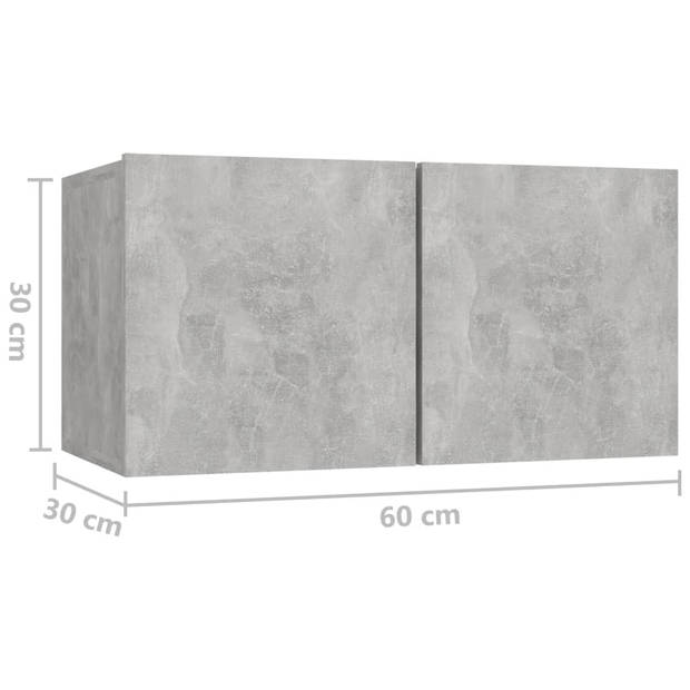 The Living Store Tv-meubel betongrijs 60 x 30 x 30 cm - 3-delig