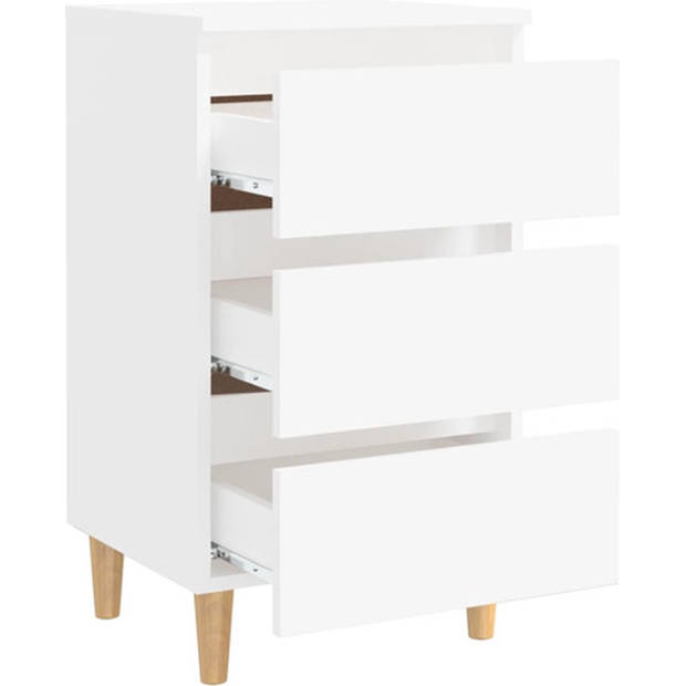 The Living Store Bedkastjes - Scandinavisch design - 40x35x69 cm - Wit - 3 lades