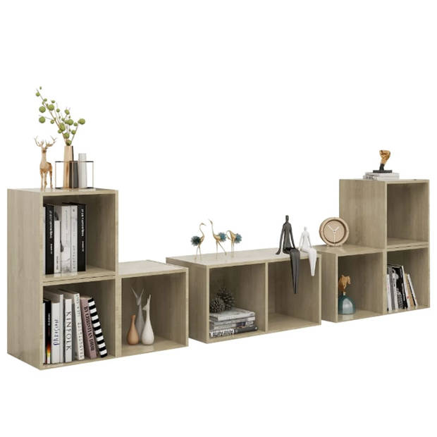 The Living Store Televisiekastenset Sonoma Eiken - 4x 37x35x37 cm - 2x 72x35x36.5 cm