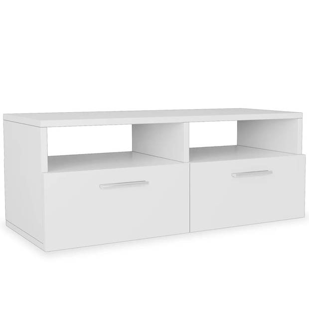 The Living Store Tv-kasten - Spaanplaat - 95 x 35 x 36 cm - Matwit - Set van 2