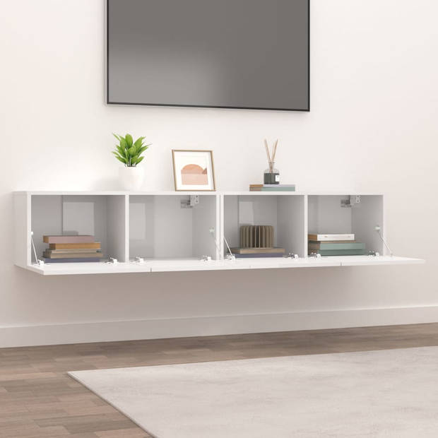 vidaXL Tv-meubels 2 st 80x30x30 cm bewerkt hout hoogglans wit