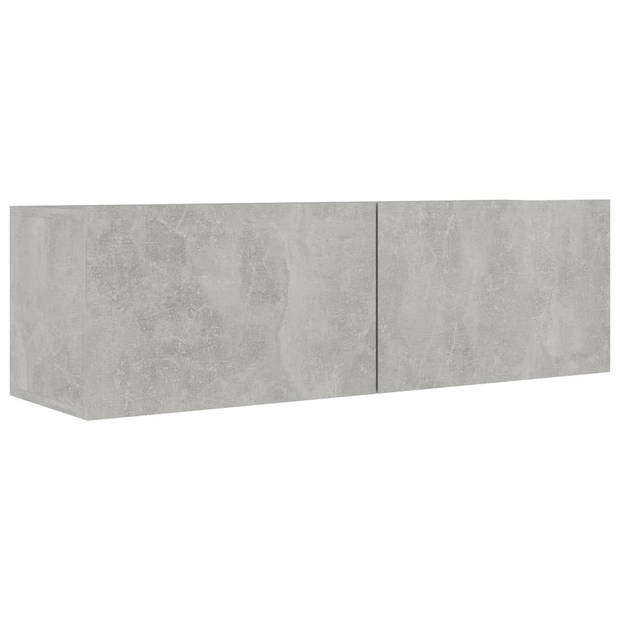 The Living Store Hangende Tv-meubelset Betongrijs - Spaanplaat - 80 x 30 x 30 cm - 100 x 30 x 30 cm