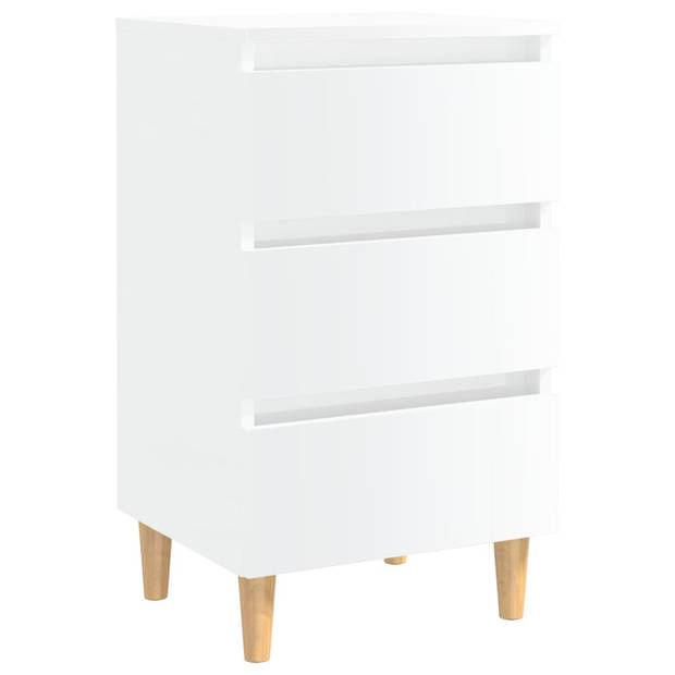 The Living Store Bedkastjes - Scandinavisch ontwerp - Hoogglans wit - 40 x 35 x 69 cm - 3 lades