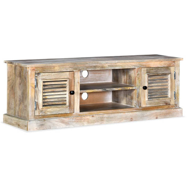 The Living Store TV-meubel Mangohout - 120 x 30 x 40 cm - Witgekalkt