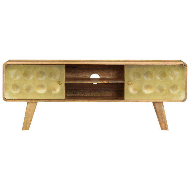 The Living Store Retro Tv-meubel - Hout - 120 x 30 x 45 cm - Gouden opdruk