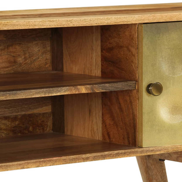 The Living Store Retro Tv-meubel - Hout - 120 x 30 x 45 cm - Gouden opdruk