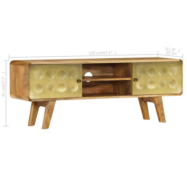 The Living Store Retro Tv-meubel - Hout - 120 x 30 x 45 cm - Gouden opdruk