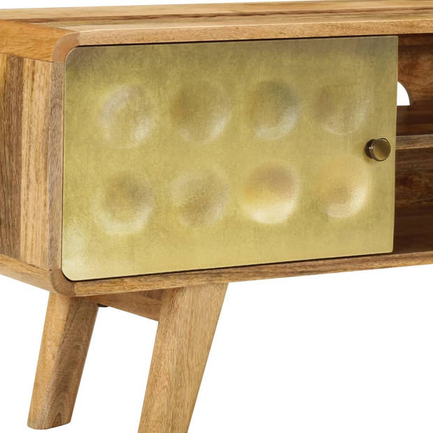 The Living Store Retro Tv-meubel - Hout - 120 x 30 x 45 cm - Gouden opdruk