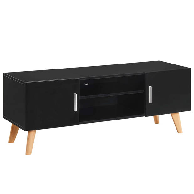 The Living Store TV-meubel - Hoogglans - Zwart - 120 x 40 x 46 cm - Opbergkastjes en open schappen