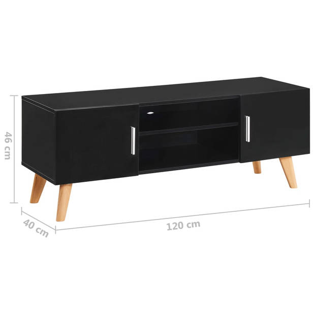 The Living Store TV-meubel - Hoogglans - Zwart - 120 x 40 x 46 cm - Opbergkastjes en open schappen