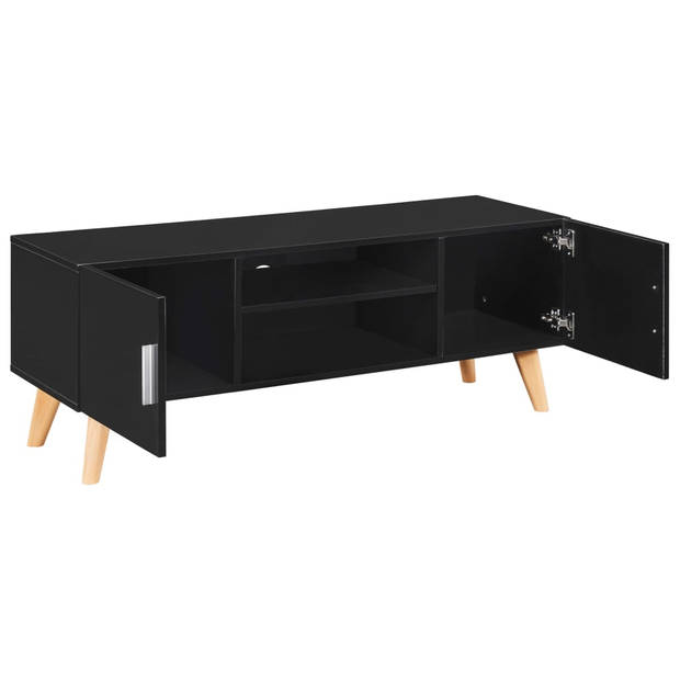 The Living Store TV-meubel - Hoogglans - Zwart - 120 x 40 x 46 cm - Opbergkastjes en open schappen