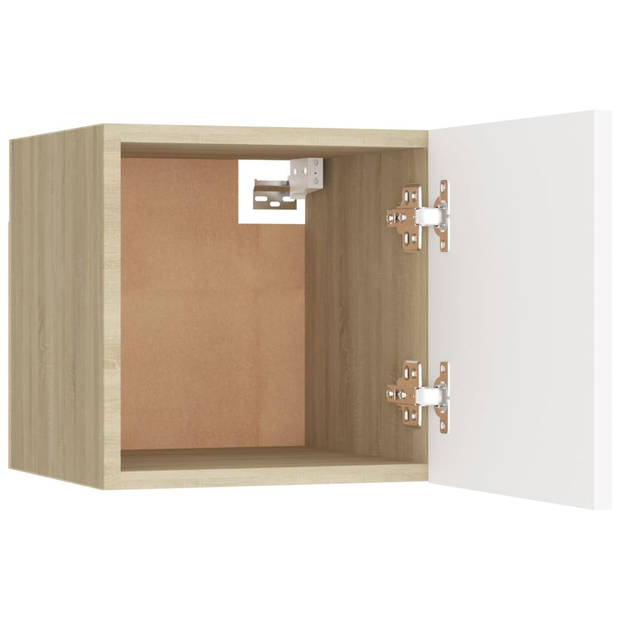 The Living Store TV-meubelset Trendy en praktisch - 30.5 x 30 x 30 cm - Wit en sonoma eiken - Montage vereist