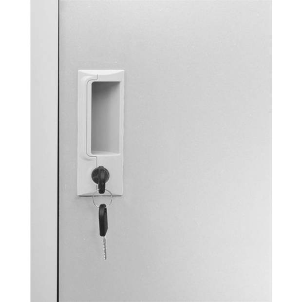 The Living Store Lockerkast Staal - 90 x 45 x 92.5 cm - Lichtgrijs - Met Sloten - 4 Lockers