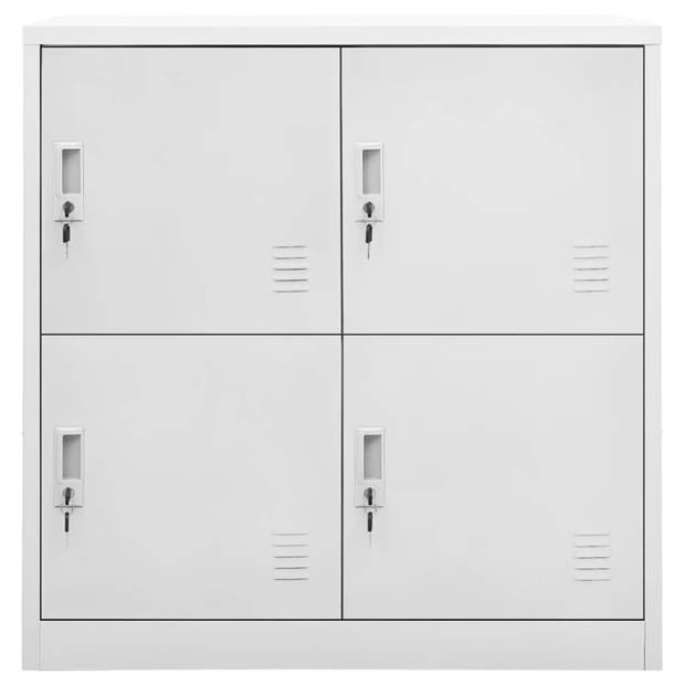 The Living Store Lockerkast - Lichtgrijs - Staal - 90x45x92.5 cm - Met sloten - 4 lockers